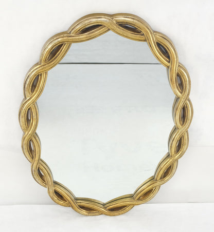 EstablishedLines Oval Gold Leaf Gilt Pie Crust Style Frame Wall Mirror Mid Century Modern MINT