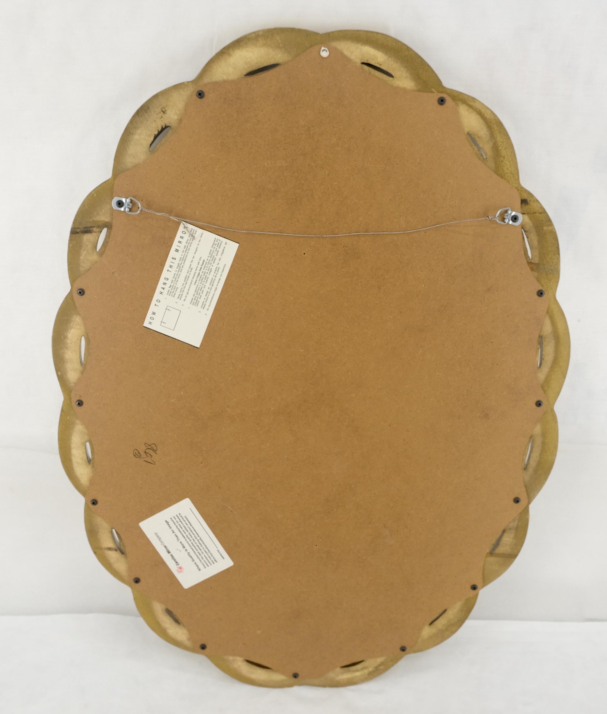 EstablishedLines Oval Gold Leaf Gilt Pie Crust Style Frame Wall Mirror Mid Century Modern MINT