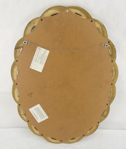EstablishedLines Oval Gold Leaf Gilt Pie Crust Style Frame Wall Mirror Mid Century Modern MINT