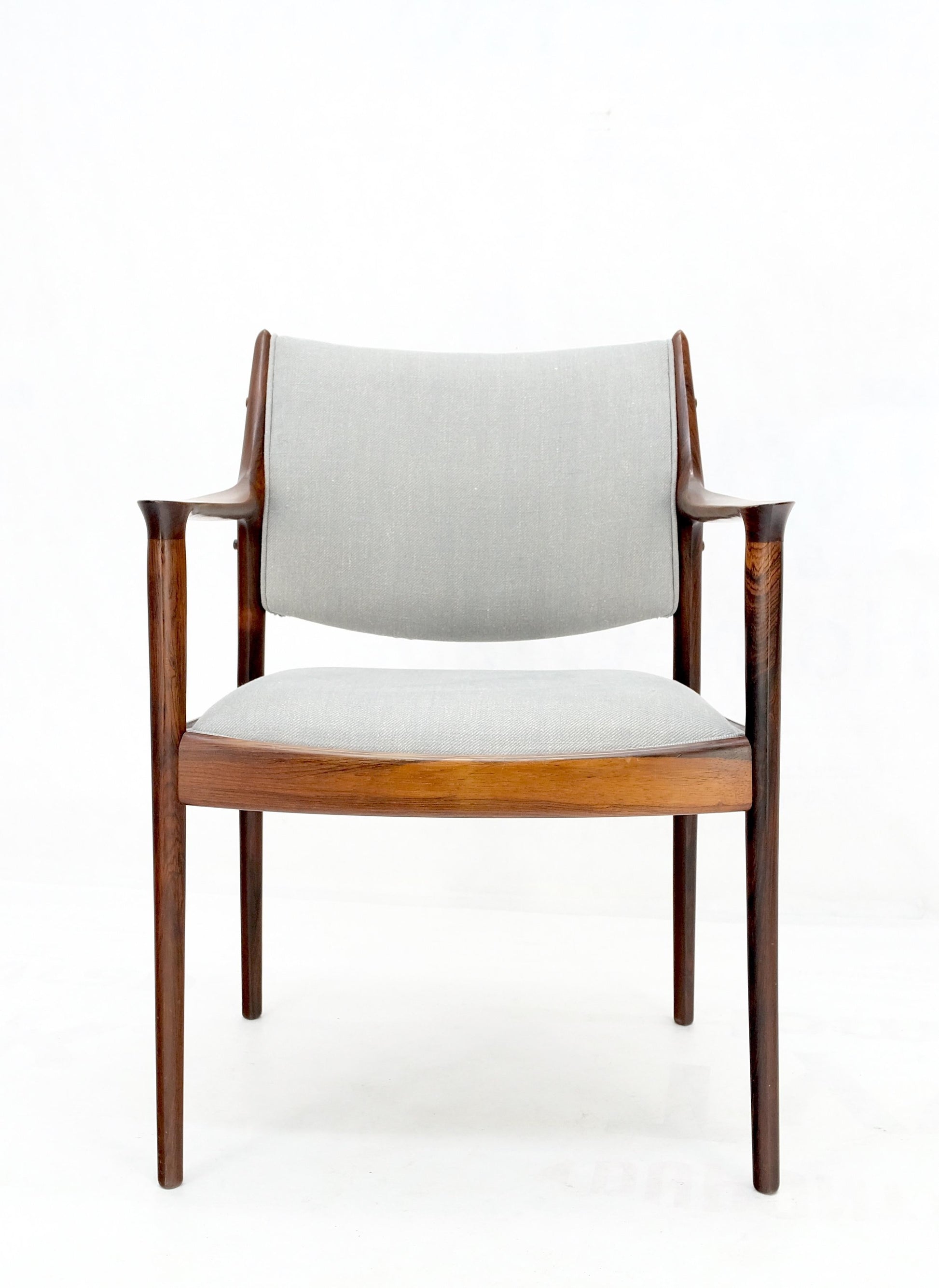 EstablishedLines Finn Juhl Attributed Heavy Solid Rosewood Arm Desk Chair New Upholstery Mint!