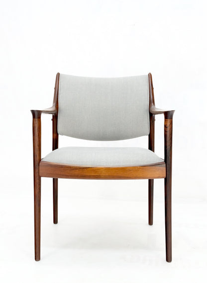 Finn Juhl Attributed Heavy Solid Rosewood Arm Desk Chair New Upholstery Mint!