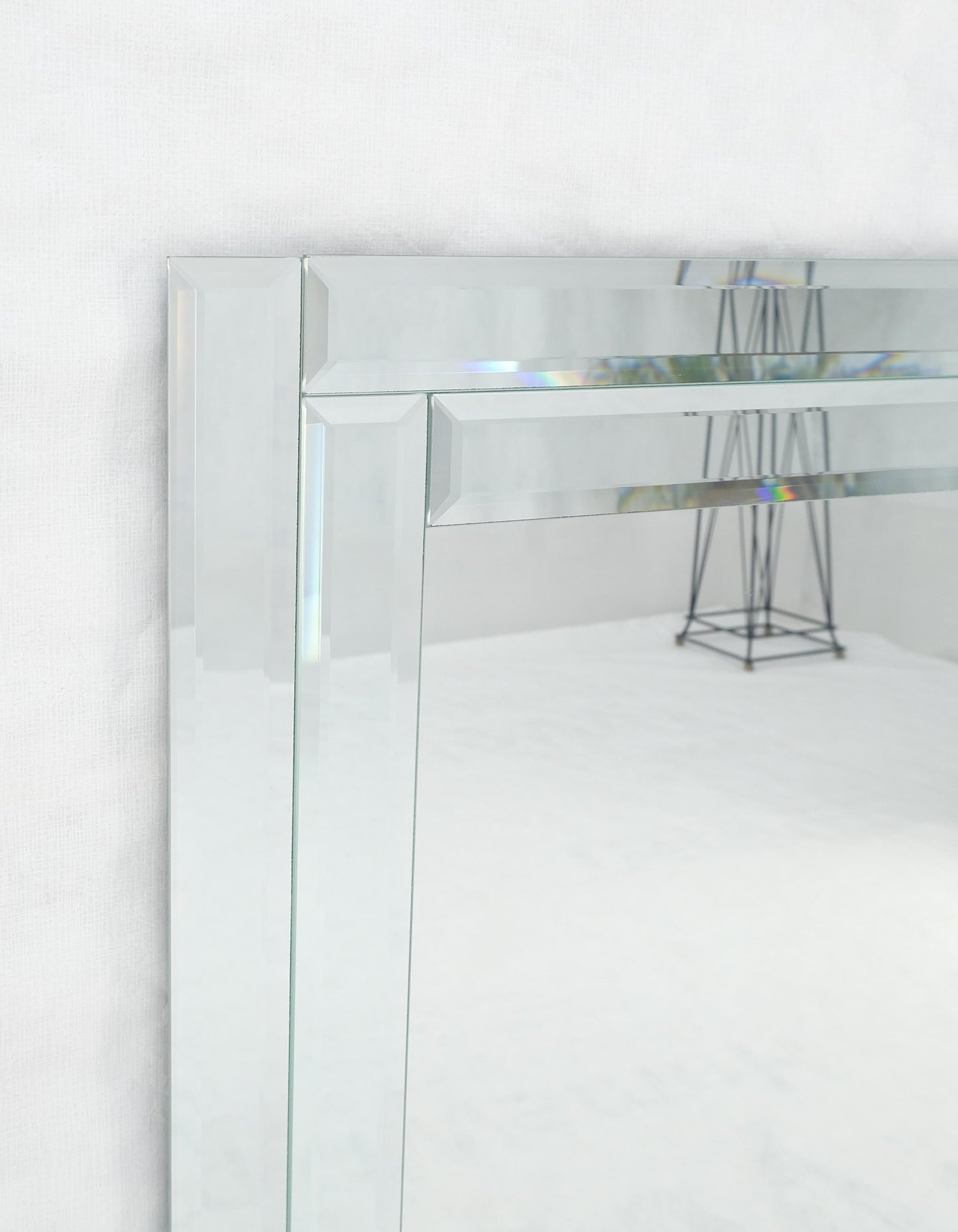 EstablishedLines Bevelled Mirror 24x36 Frame Studio Made c1970s Wall Mirror MINT