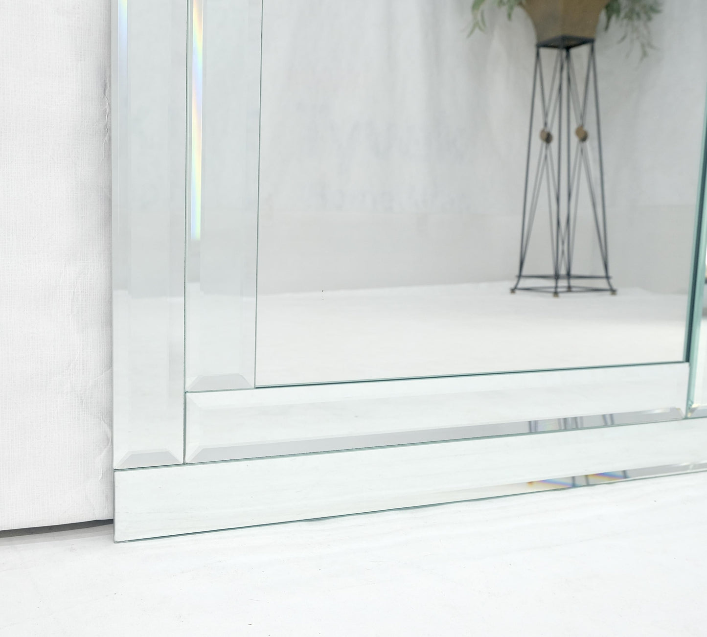EstablishedLines Bevelled Mirror 24x36 Frame Studio Made c1970s Wall Mirror MINT
