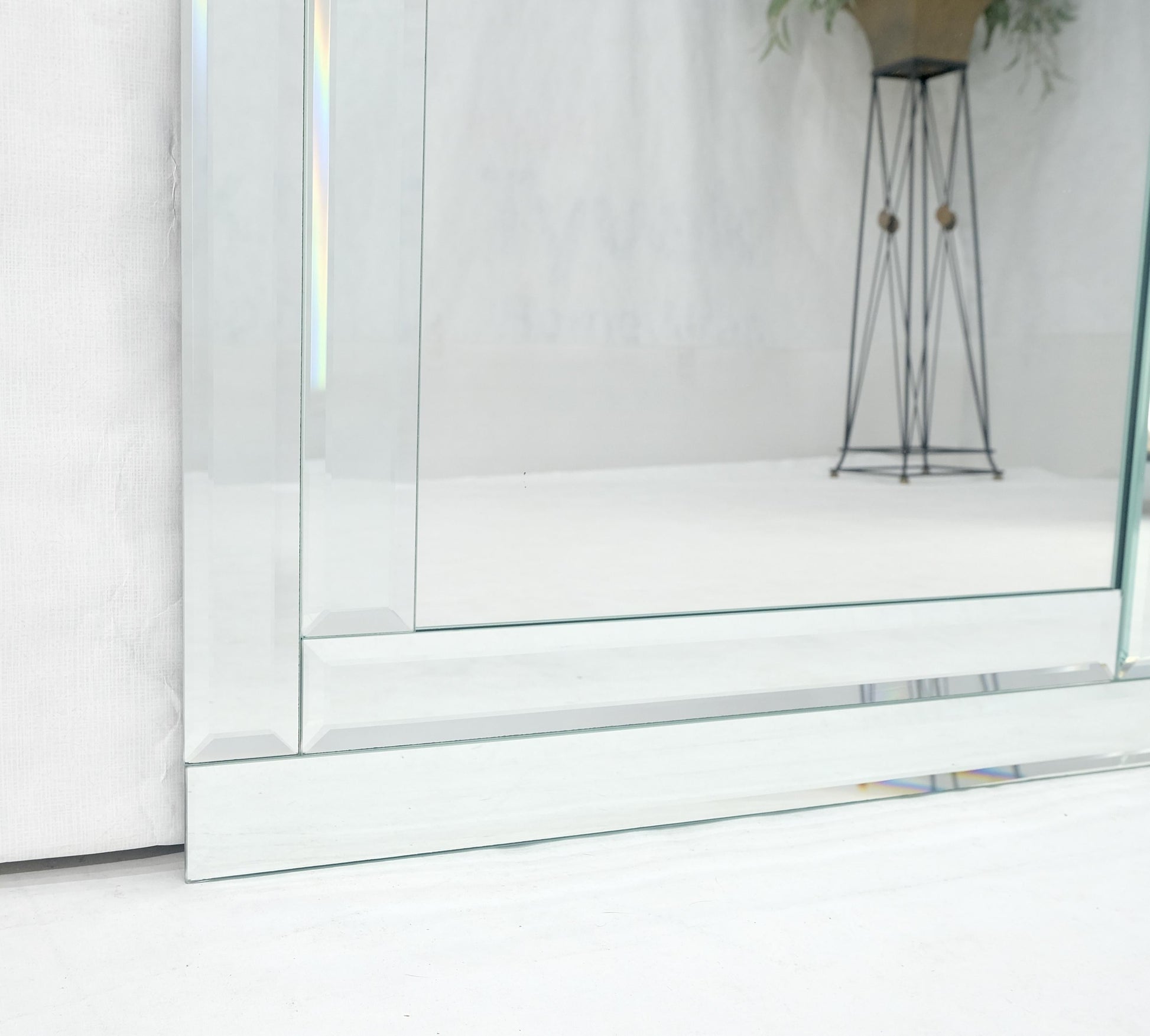 EstablishedLines Bevelled Mirror 24x36 Frame Studio Made c1970s Wall Mirror MINT