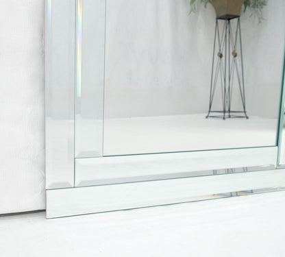 EstablishedLines Bevelled Mirror 24x36 Frame Studio Made c1970s Wall Mirror MINT