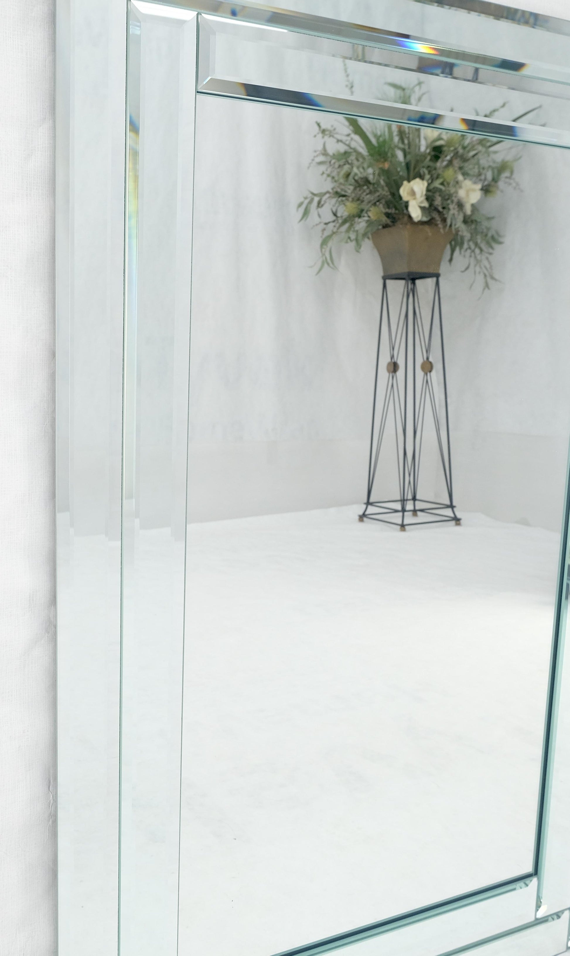 EstablishedLines Bevelled Mirror 24x36 Frame Studio Made c1970s Wall Mirror MINT