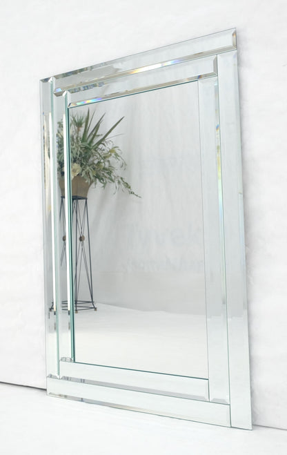 EstablishedLines Bevelled Mirror 24x36 Frame Studio Made c1970s Wall Mirror MINT