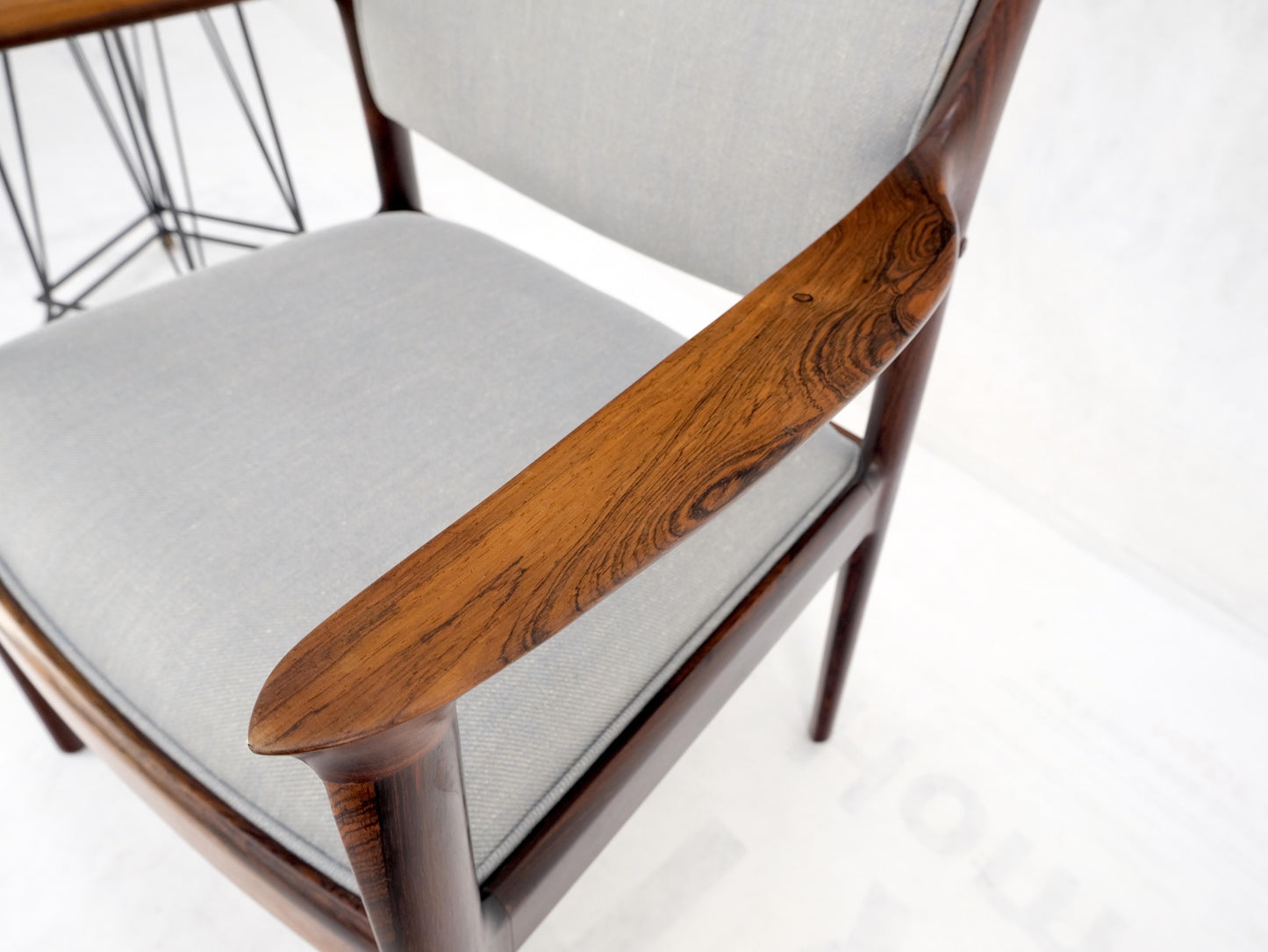 Finn Juhl Attributed Heavy Solid Rosewood Arm Desk Chair New Upholstery Mint!