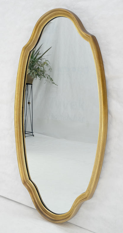 EstablishedLines Mid Century Shield Shape Large 22x44 Oval Gold Gilt Leaf Wall Mirror MINT