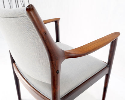 Finn Juhl Attributed Heavy Solid Rosewood Arm Desk Chair New Upholstery Mint!
