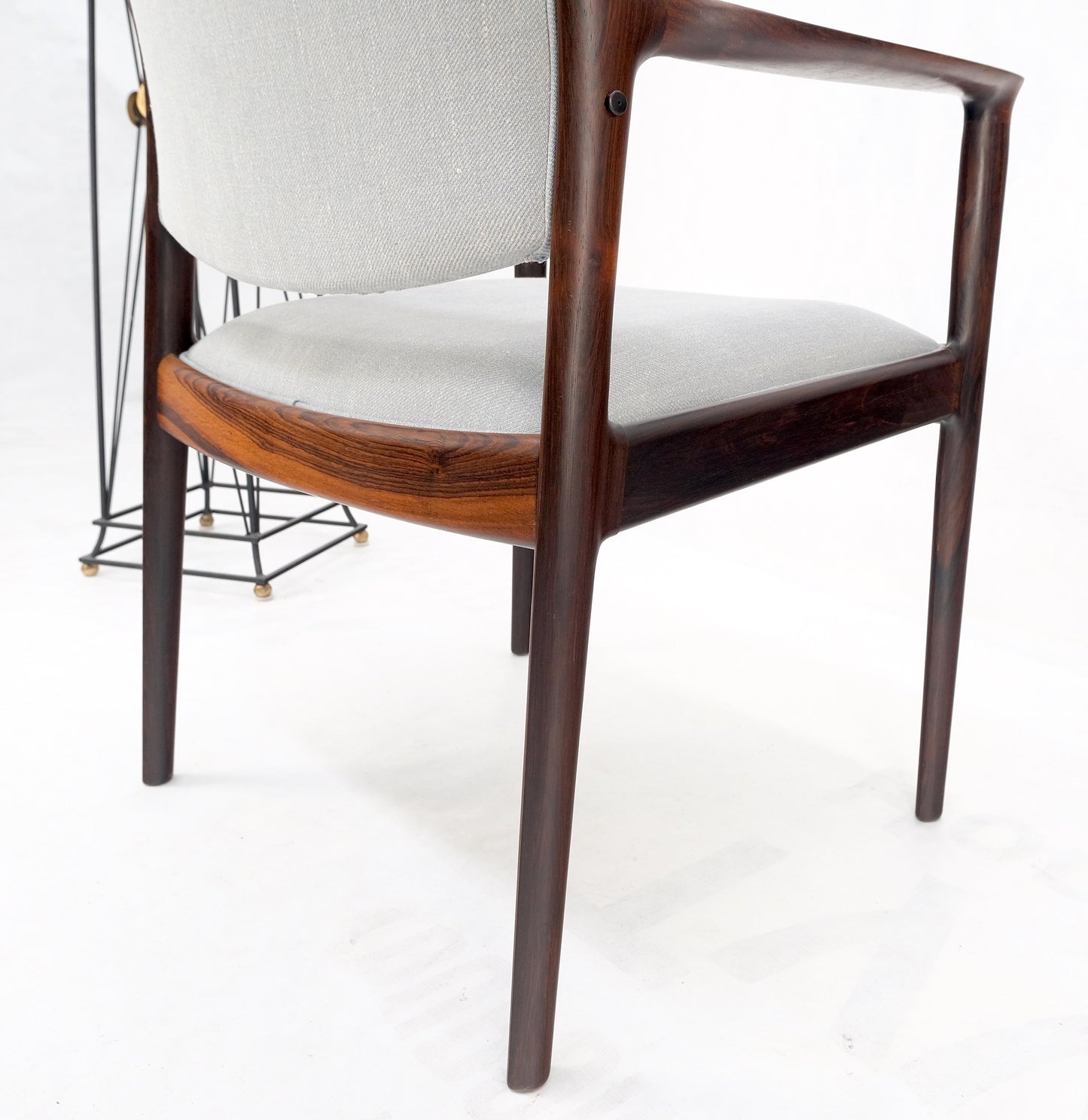 Finn Juhl Attributed Heavy Solid Rosewood Arm Desk Chair New Upholstery Mint!