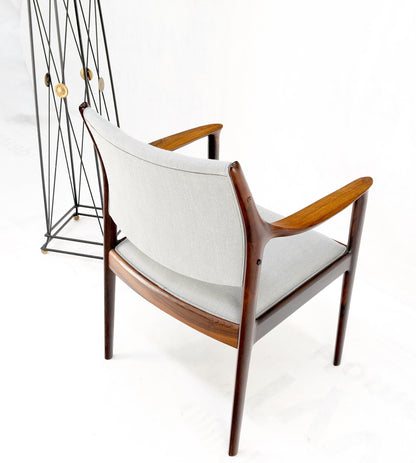 Finn Juhl Attributed Heavy Solid Rosewood Arm Desk Chair New Upholstery Mint!