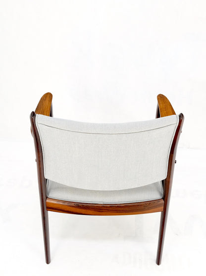 Finn Juhl Attributed Heavy Solid Rosewood Arm Desk Chair New Upholstery Mint!