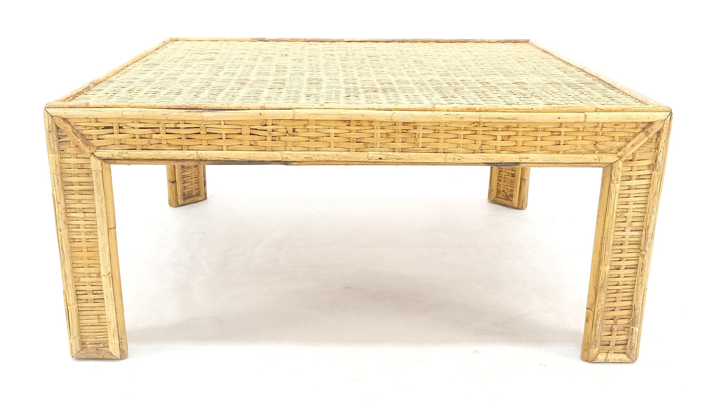 EstablishedLines Square Bamboo Rattan Mid Century Modern Parsons Style Coffee Center Table MINT
