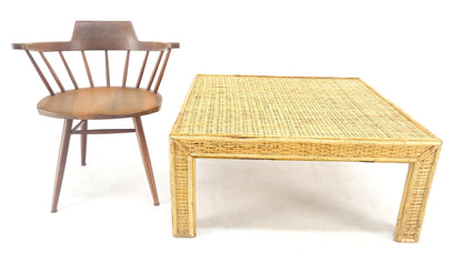 EstablishedLines Square Bamboo Rattan Mid Century Modern Parsons Style Coffee Center Table MINT