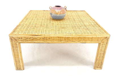 EstablishedLines Square Bamboo Rattan Mid Century Modern Parsons Style Coffee Center Table MINT