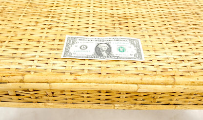 EstablishedLines Square Bamboo Rattan Mid Century Modern Parsons Style Coffee Center Table MINT