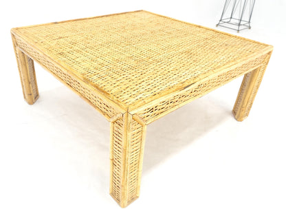 EstablishedLines Square Bamboo Rattan Mid Century Modern Parsons Style Coffee Center Table MINT