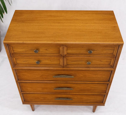 EstablishedLines Light Walnut Hammered Brass Pulls 5 Drawer Chest of Drawers Dresser Mint