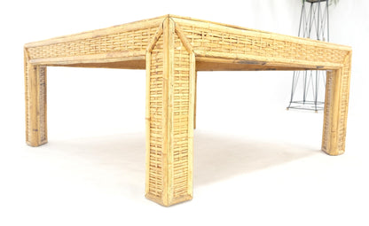 EstablishedLines Square Bamboo Rattan Mid Century Modern Parsons Style Coffee Center Table MINT