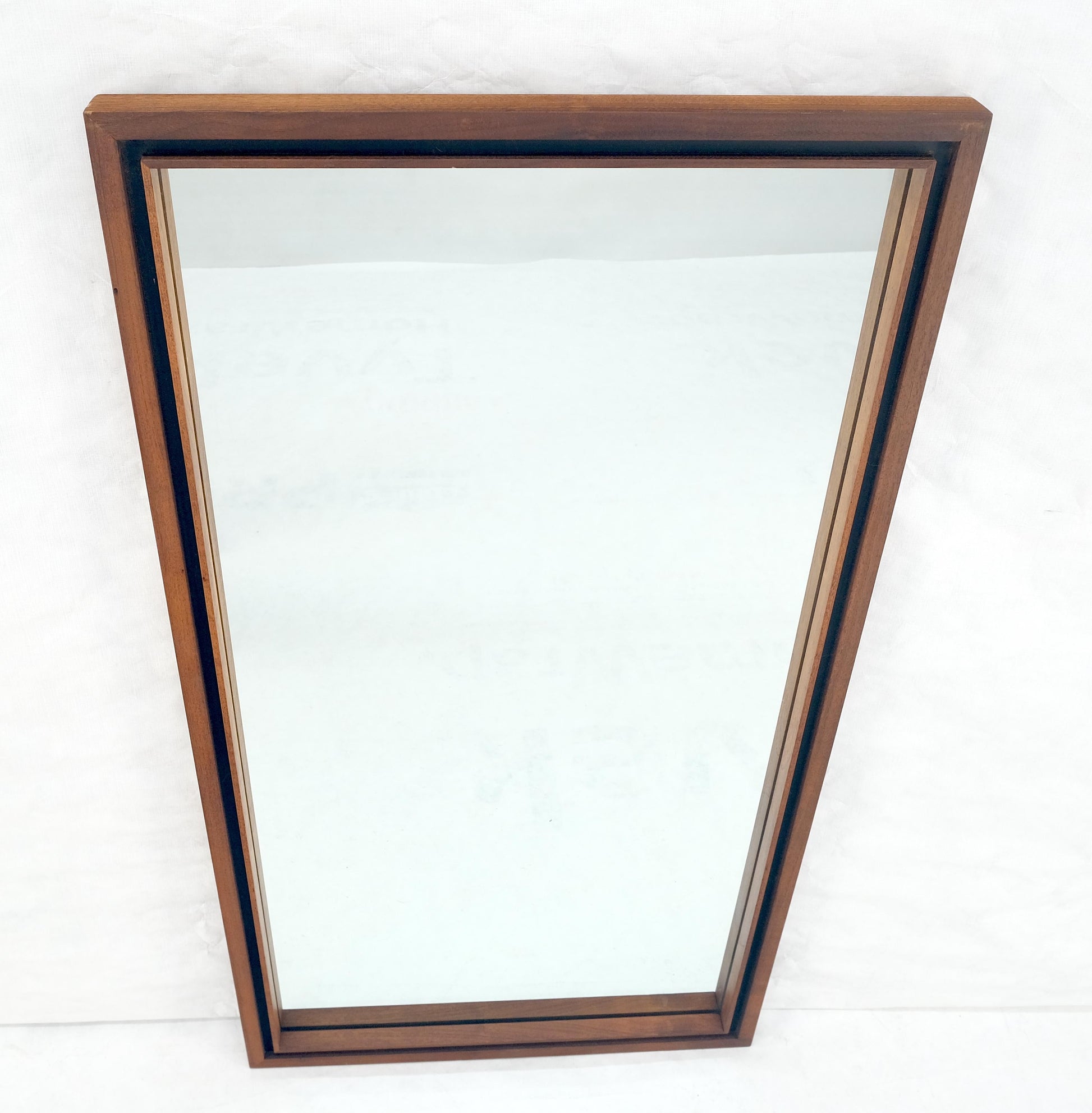 EstablishedLines Mid Century Modern c1970s Oiled Walnut 25x46 Rectangle Wall Mirror Mint