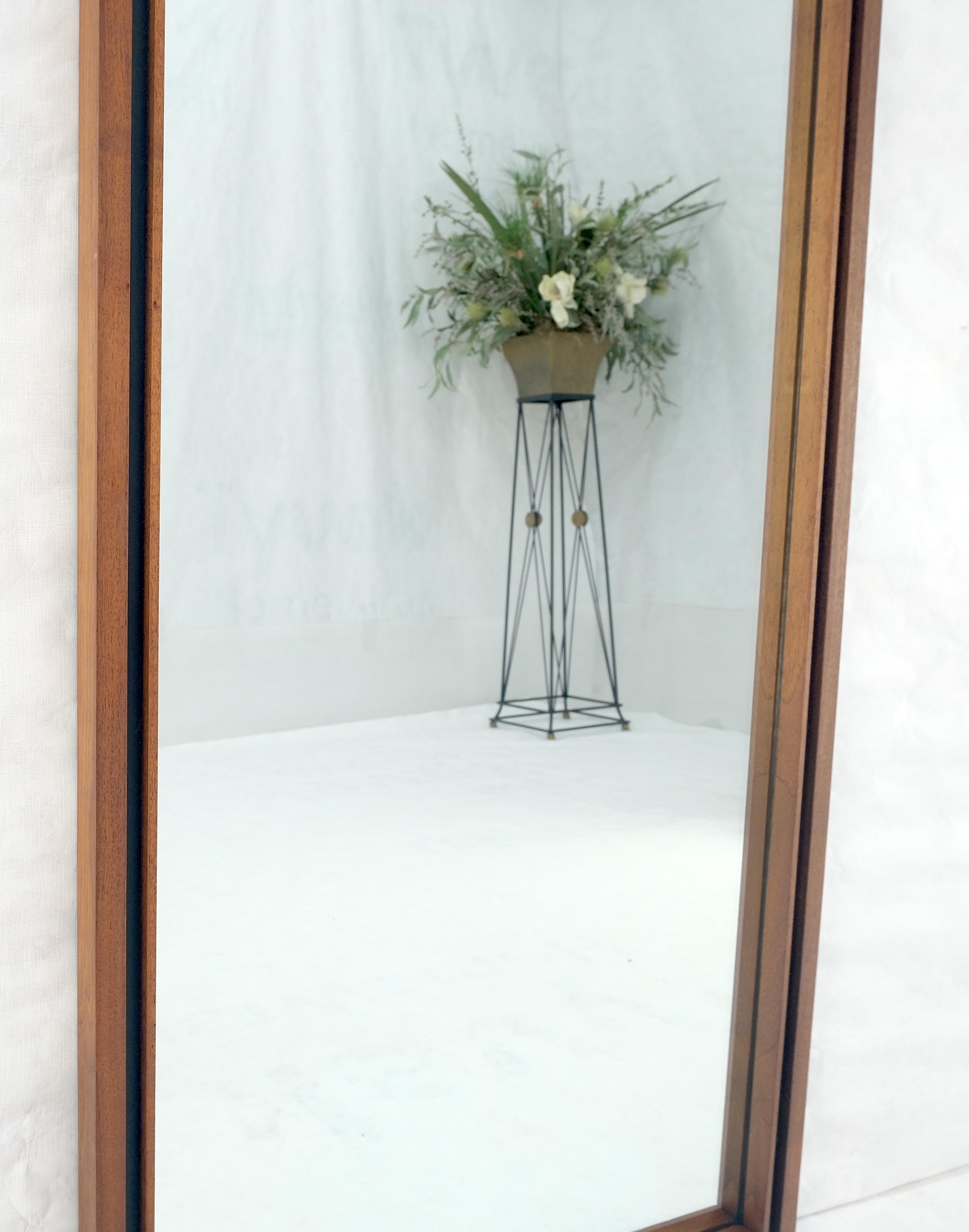 EstablishedLines Mid Century Modern c1970s Oiled Walnut 25x46 Rectangle Wall Mirror Mint