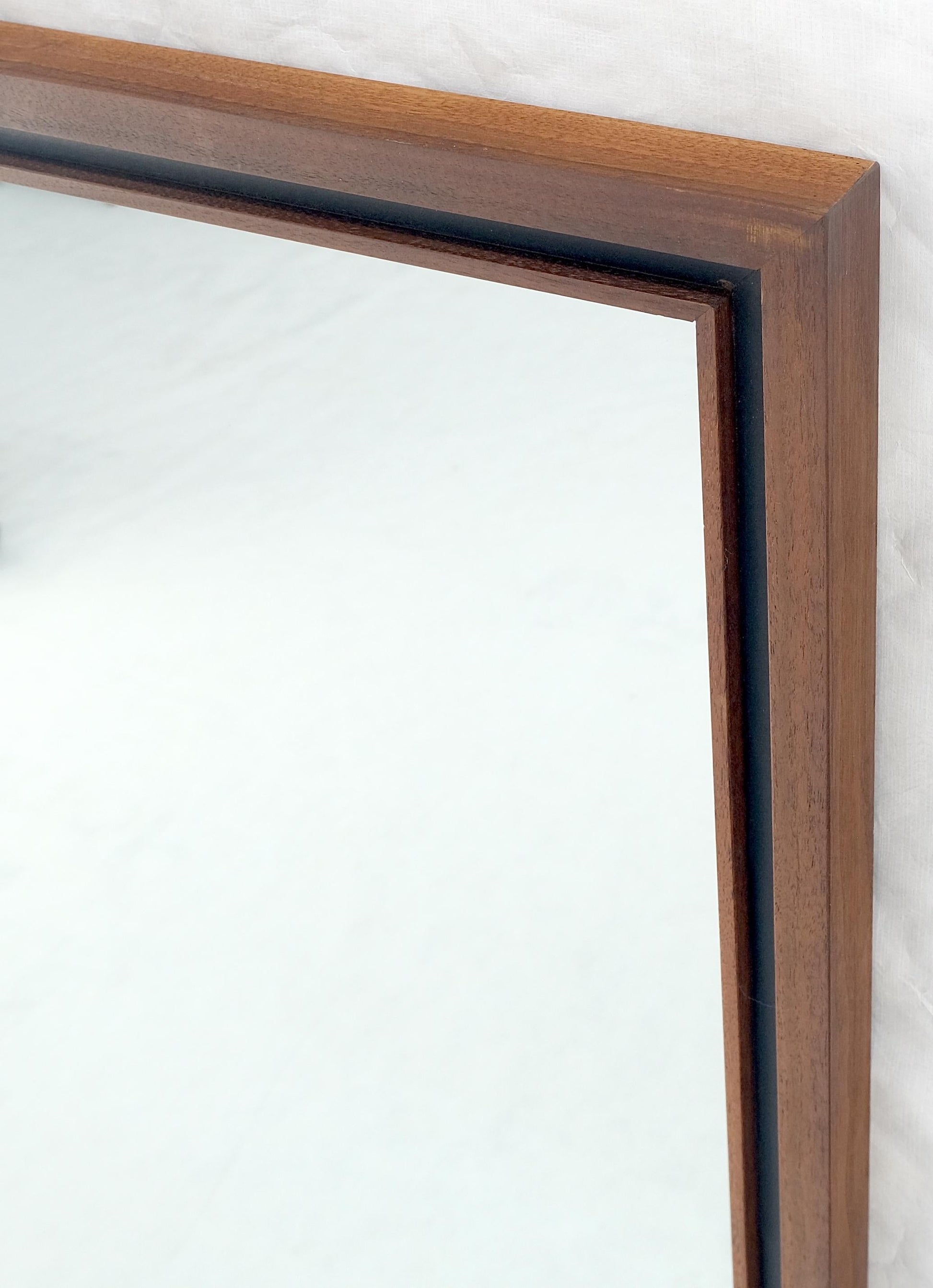 EstablishedLines Mid Century Modern c1970s Oiled Walnut 25x46 Rectangle Wall Mirror Mint