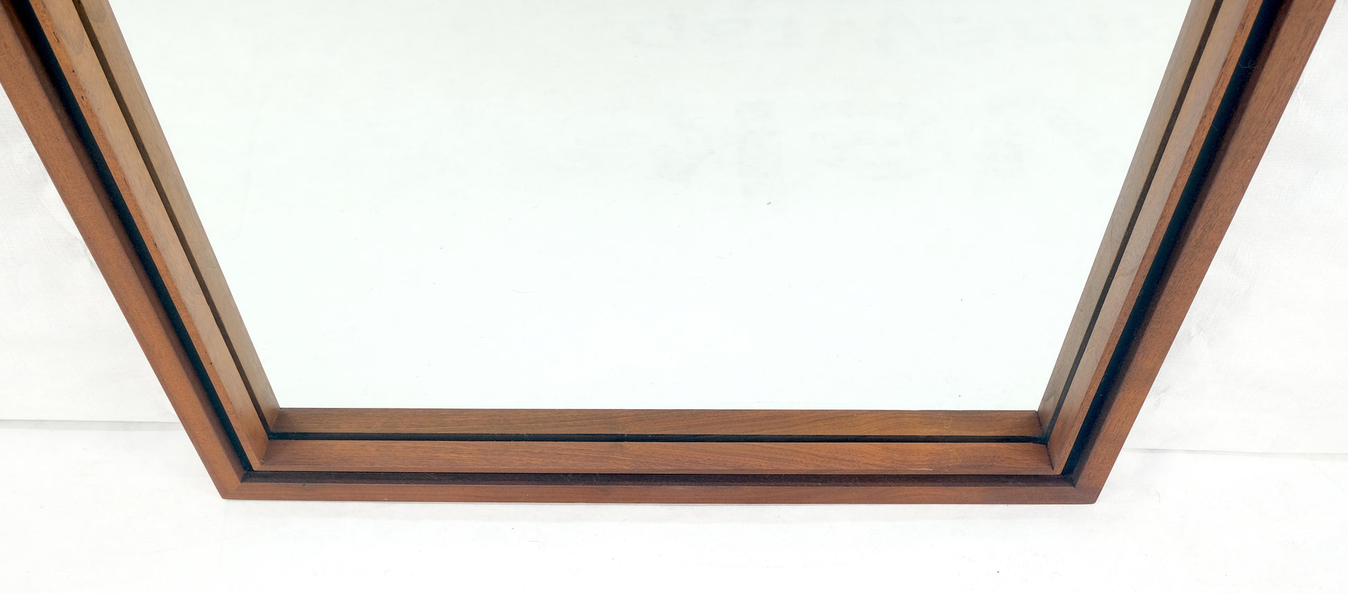 EstablishedLines Mid Century Modern c1970s Oiled Walnut 25x46 Rectangle Wall Mirror Mint