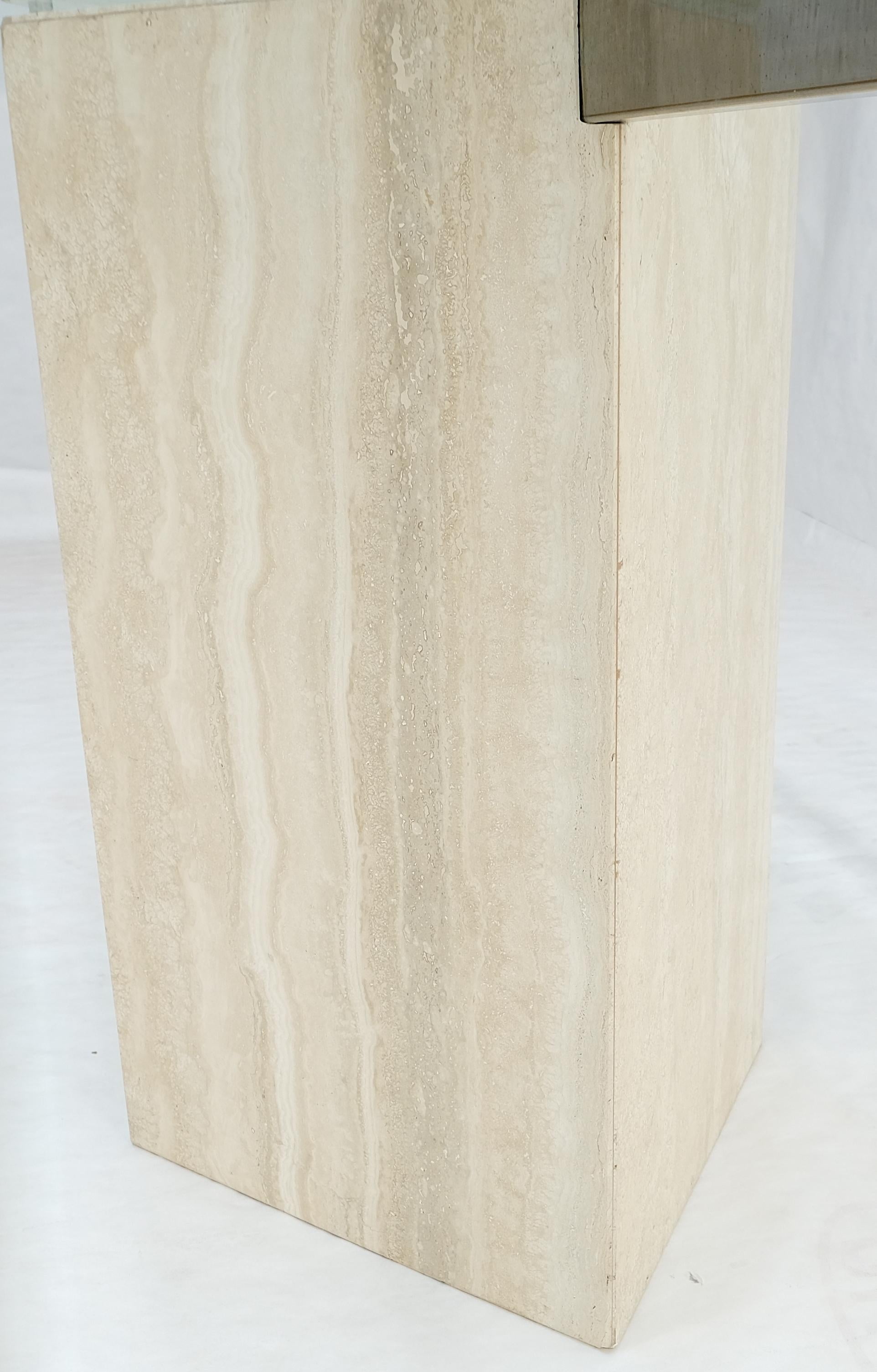 EstablishedLines Single Marble Travertine Diamond Shape Glass Top Dining Conference Table MINT!