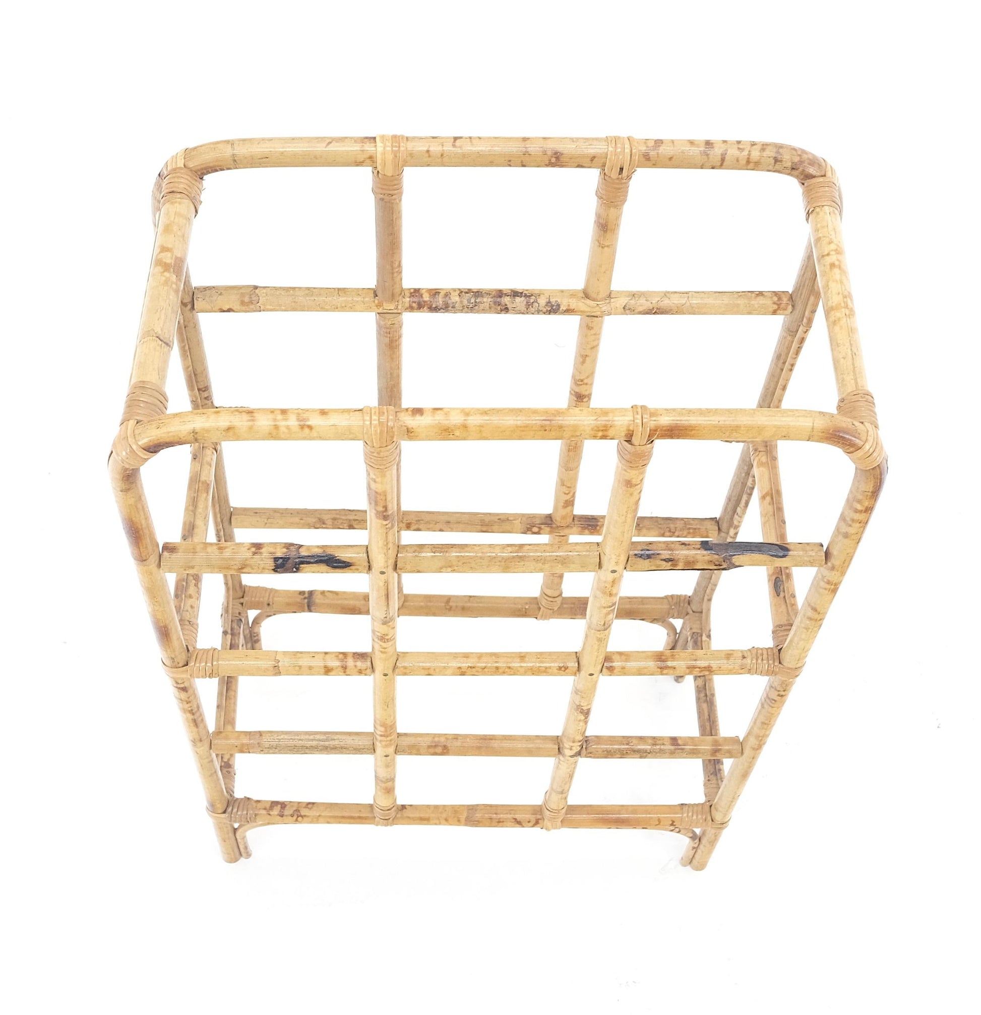 EstablishedLines Very Fine Vintage Burnt Bamboo c1970s Wine Rack MINT
