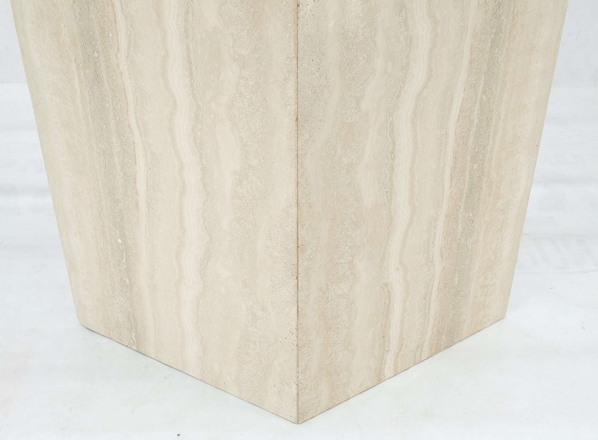 EstablishedLines Single Marble Travertine Diamond Shape Glass Top Dining Conference Table MINT!