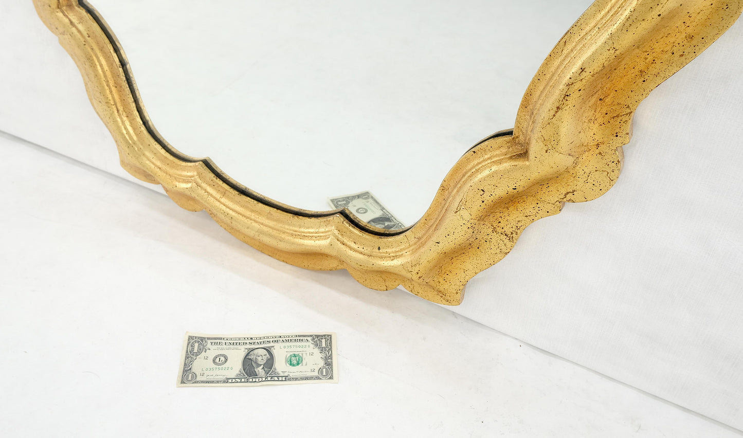 EstablishedLines La Barge Large 33x48 Shield Shape Gold Leaf Gilt Wall Mirror MINT