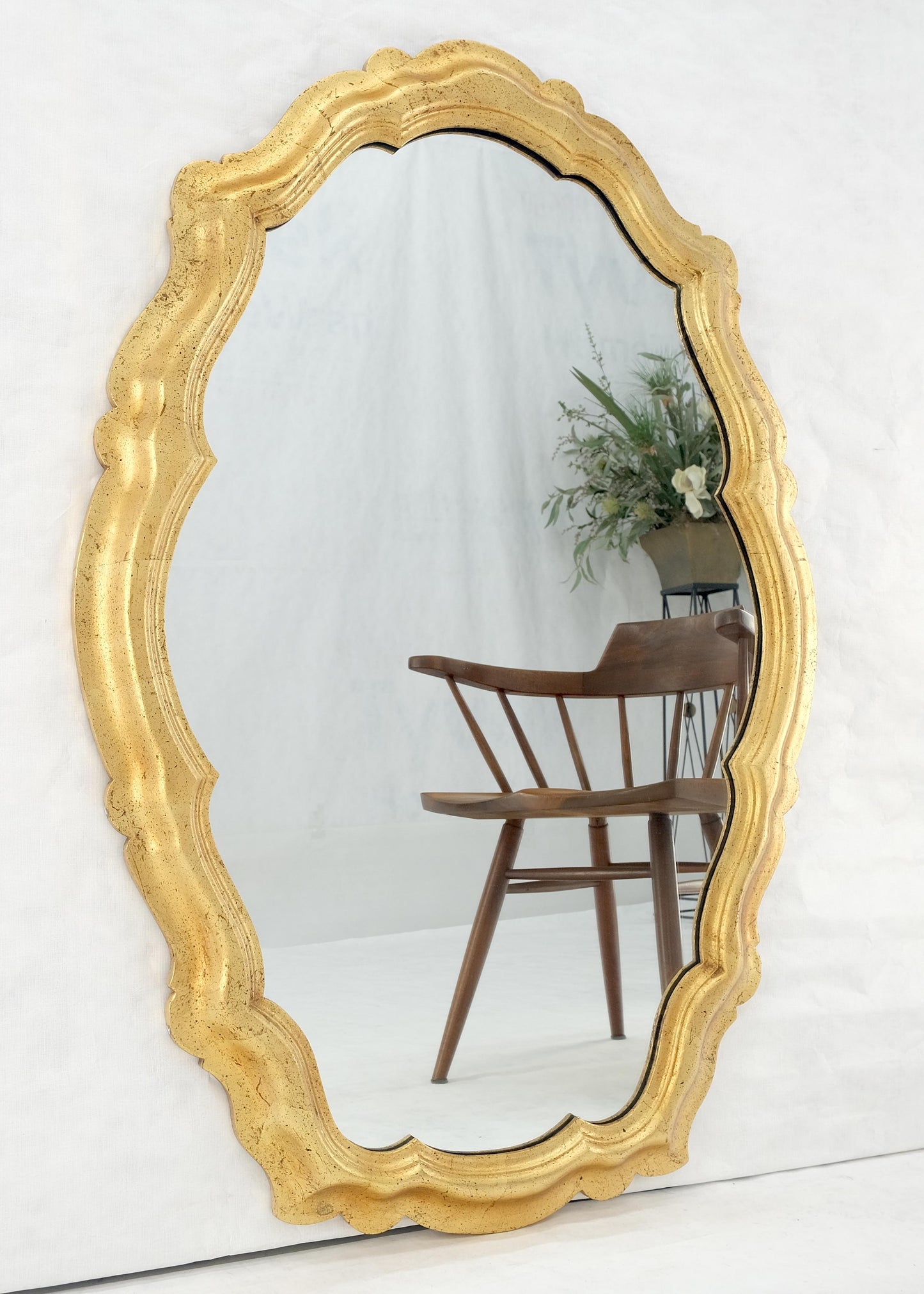 EstablishedLines La Barge Large 33x48 Shield Shape Gold Leaf Gilt Wall Mirror MINT