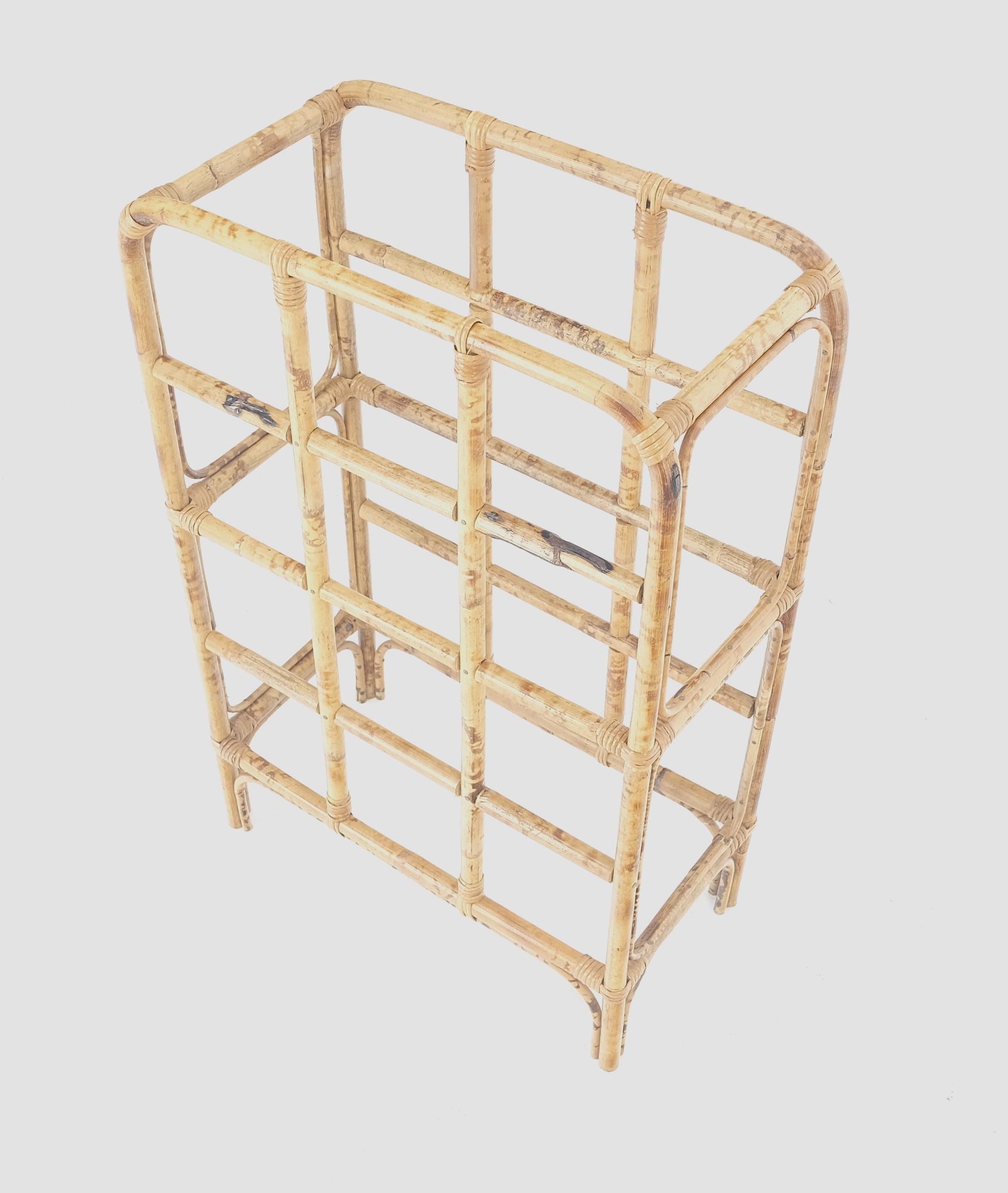 EstablishedLines Very Fine Vintage Burnt Bamboo c1970s Wine Rack MINT