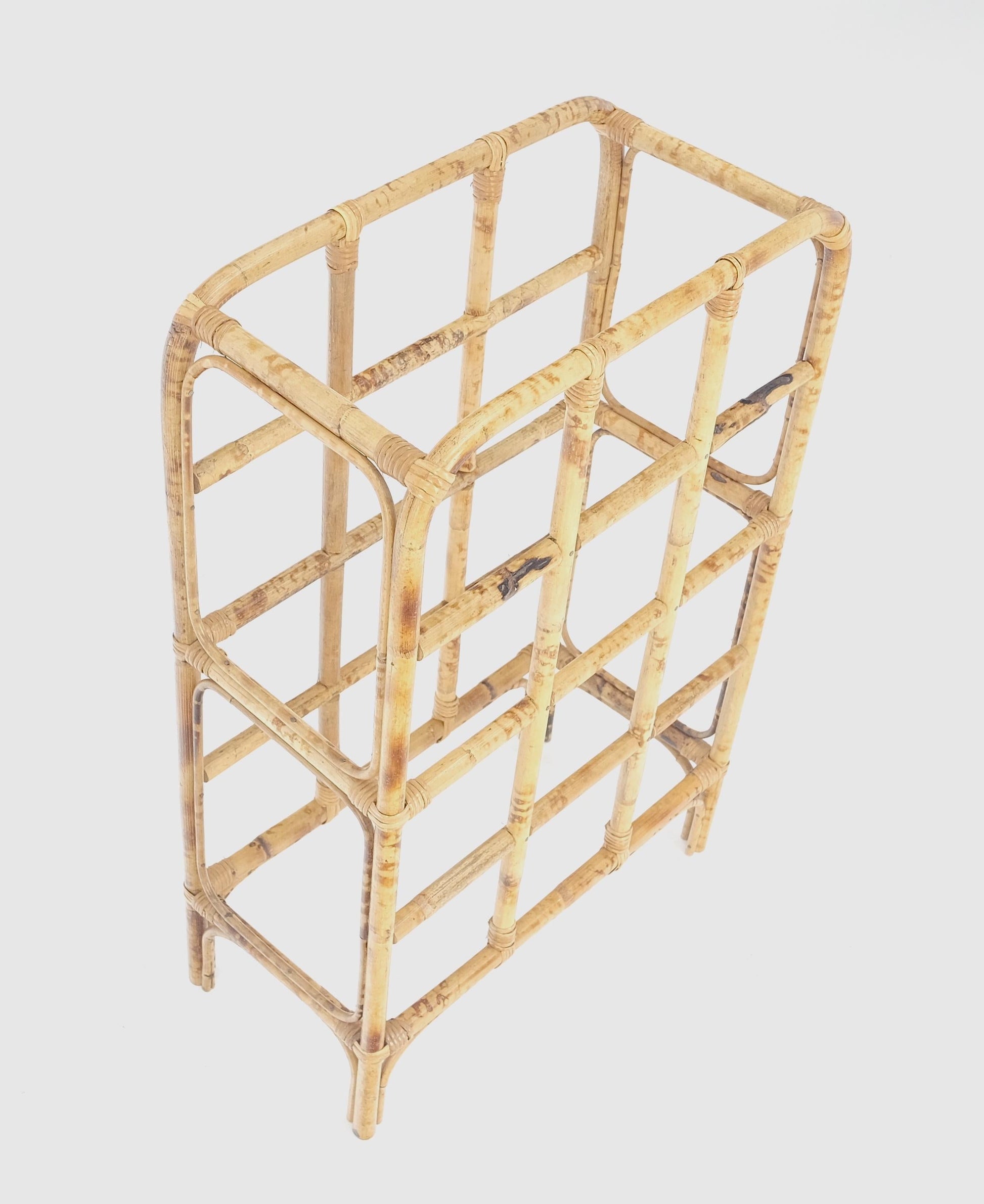 EstablishedLines Very Fine Vintage Burnt Bamboo c1970s Wine Rack MINT