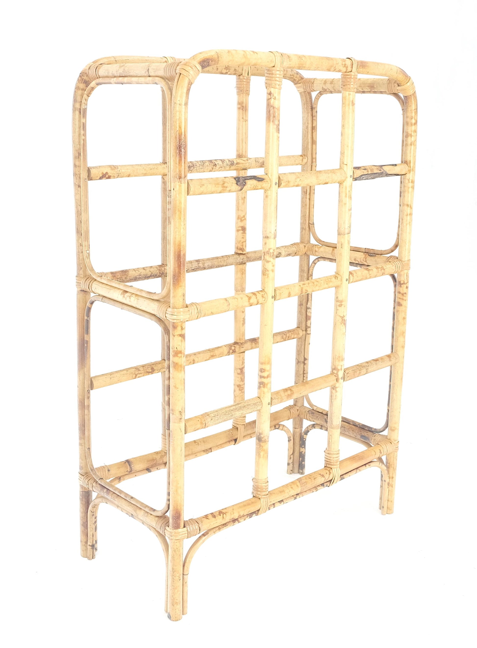 EstablishedLines Very Fine Vintage Burnt Bamboo c1970s Wine Rack MINT