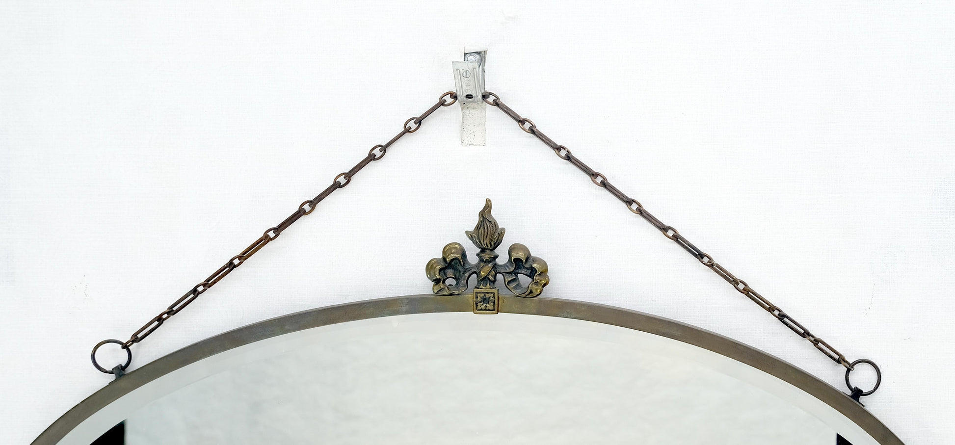 EstablishedLines Art Deco Nouveau Style Oval c1920s Metal Pewter Frame Bevelled Wall Mirror MINT