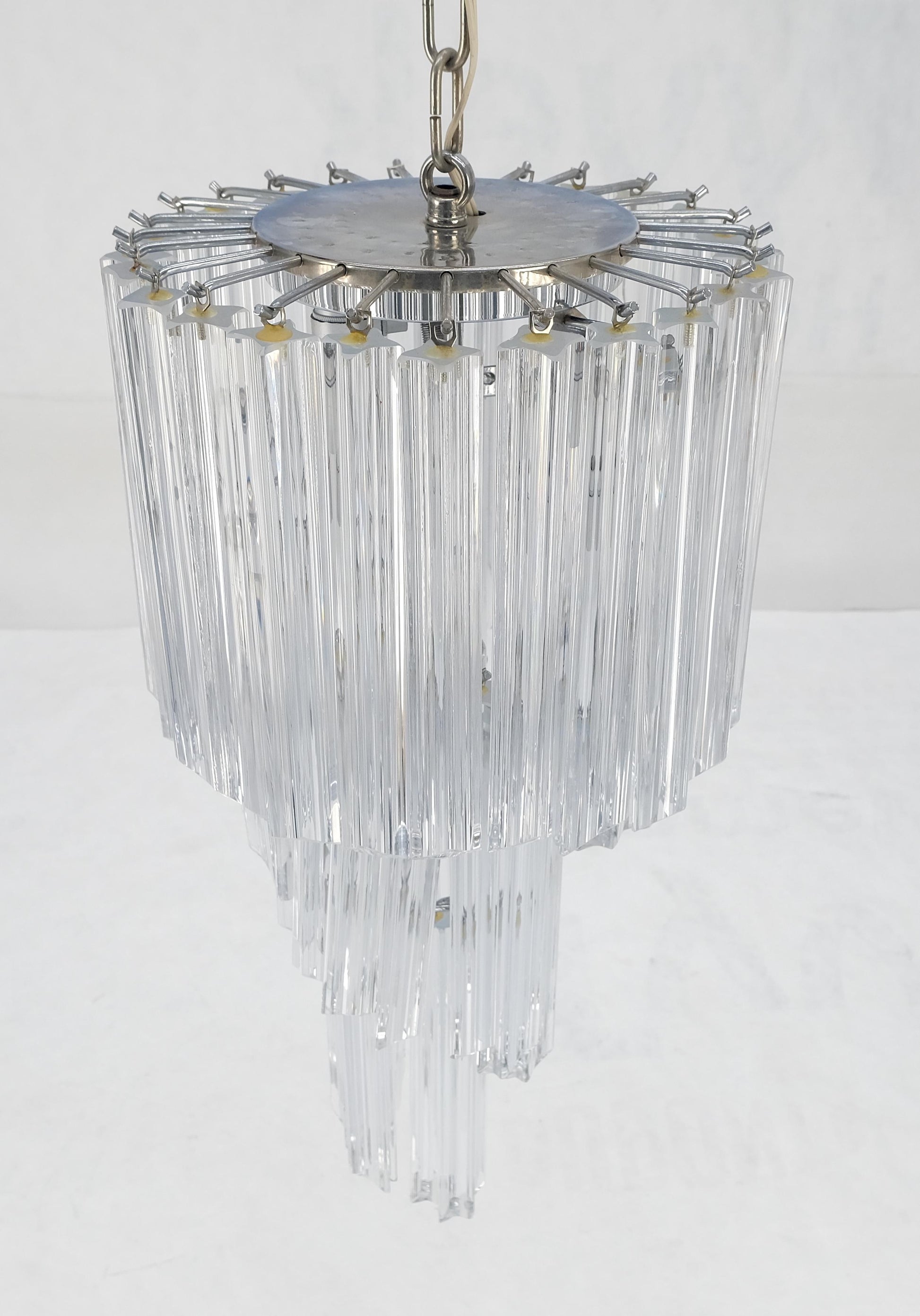 EstablishedLines Venini Spiral Tier Swirling Chandelier with Murano Glass Triedri Prisms