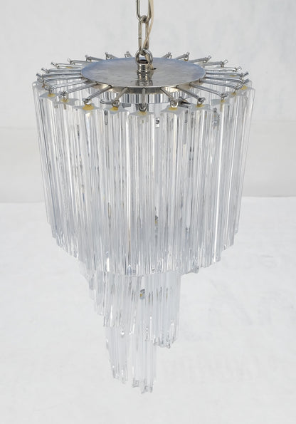 EstablishedLines Venini Spiral Tier Swirling Chandelier with Murano Glass Triedri Prisms