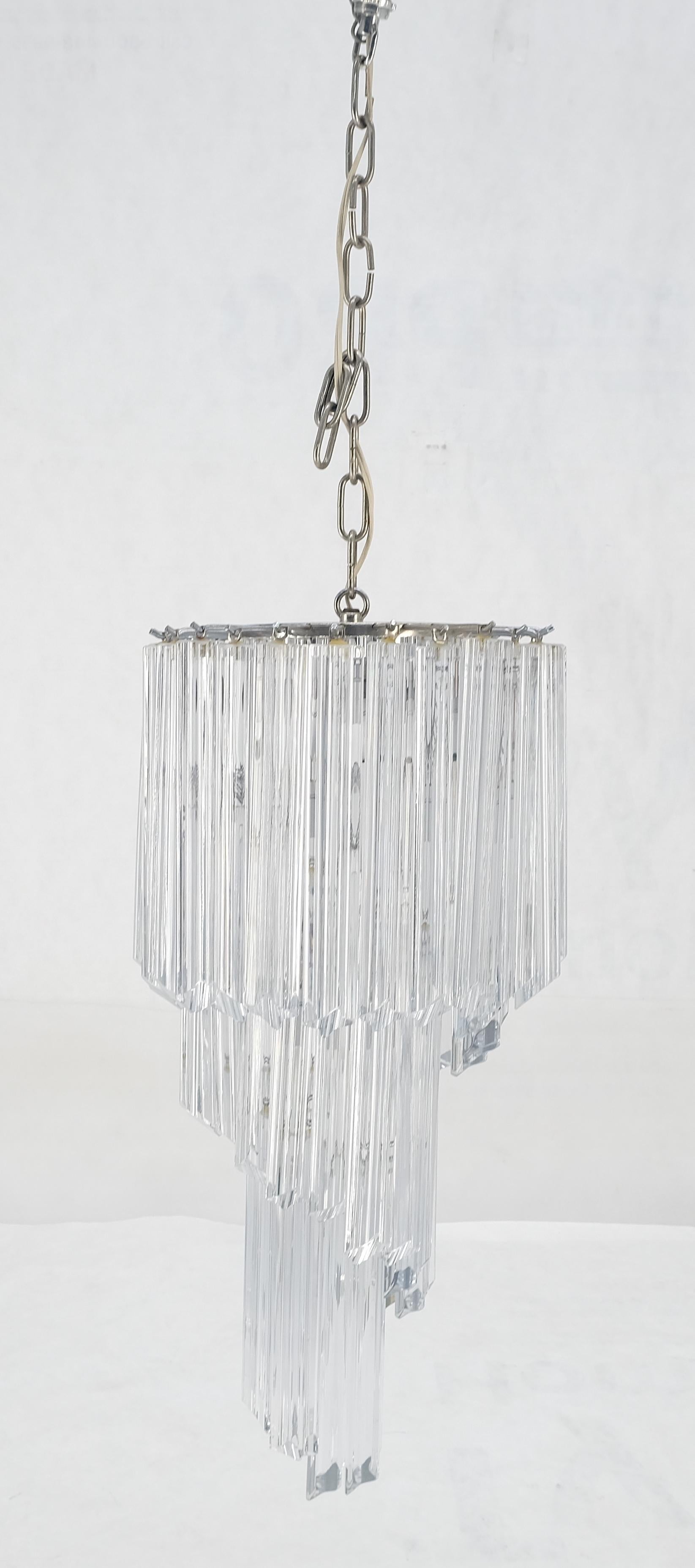 EstablishedLines Venini Spiral Tier Swirling Chandelier with Murano Glass Triedri Prisms