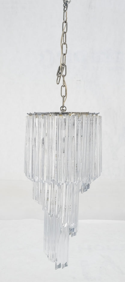 EstablishedLines Venini Spiral Tier Swirling Chandelier with Murano Glass Triedri Prisms