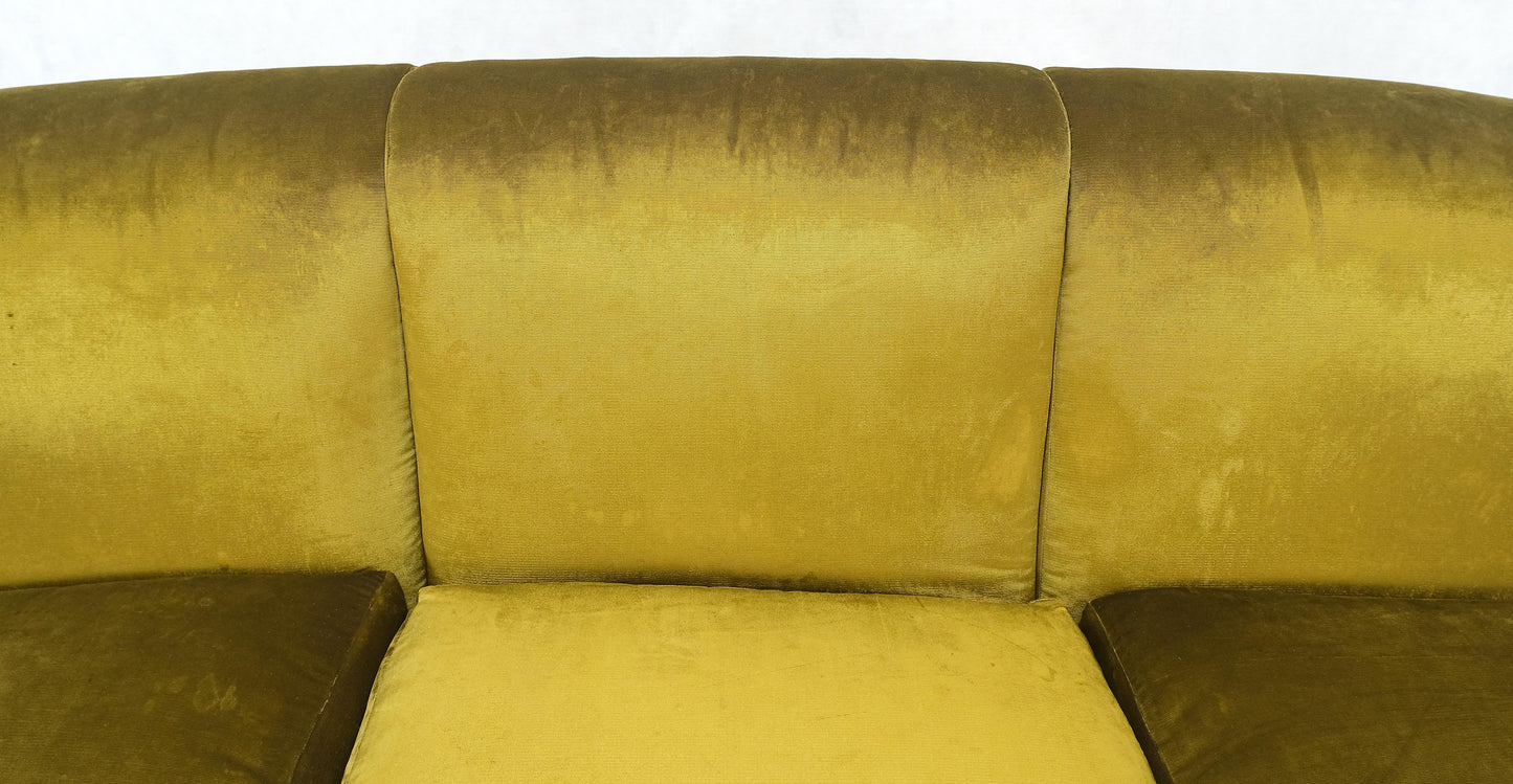 EstablishedLines Italian MId Century Modern Gold Velvet Upholstery Cloud Shape Sofa Cast Brass