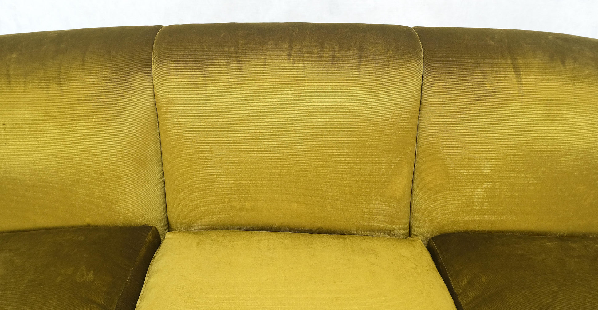 EstablishedLines Italian MId Century Modern Gold Velvet Upholstery Cloud Shape Sofa Cast Brass