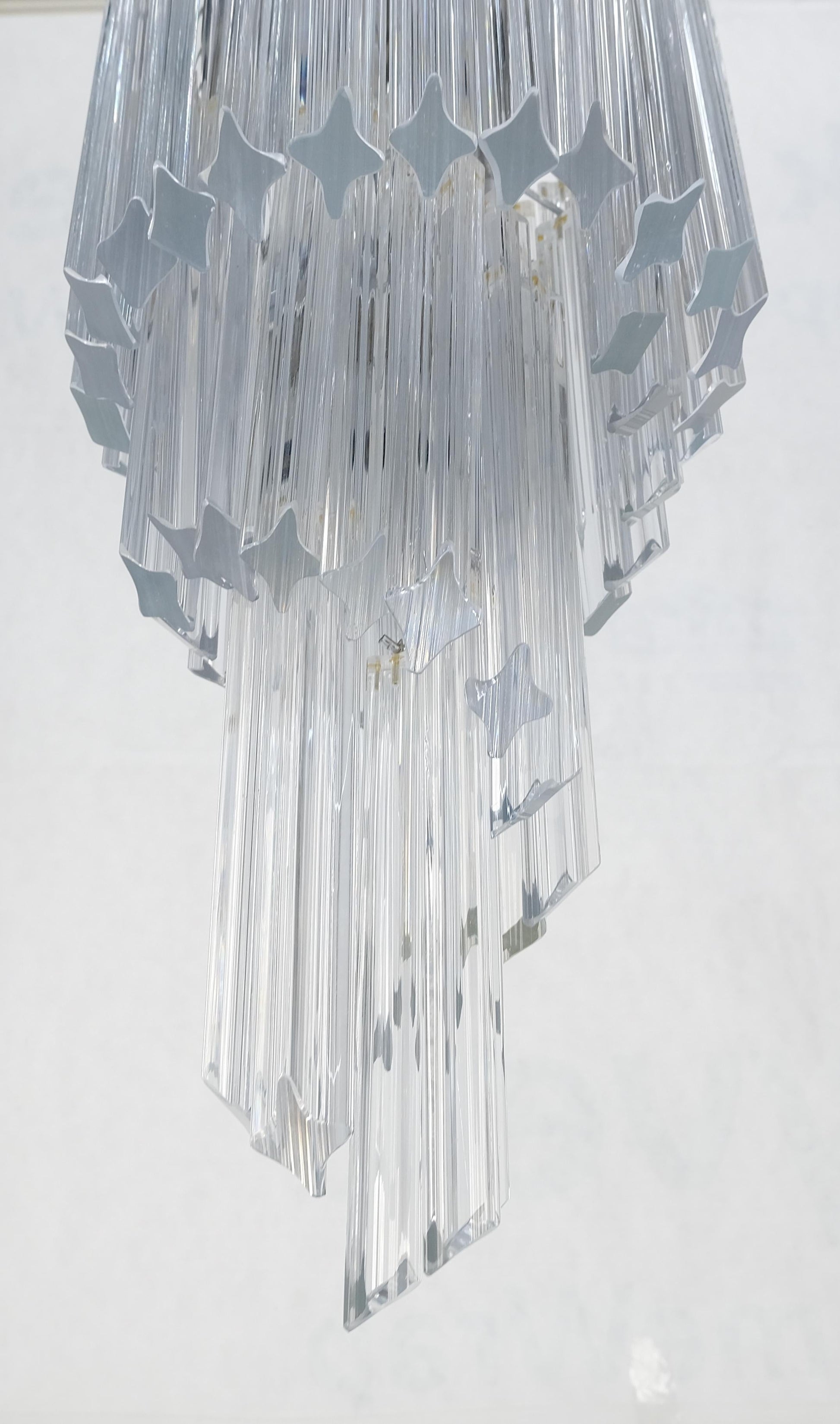 EstablishedLines Venini Spiral Tier Swirling Chandelier with Murano Glass Triedri Prisms