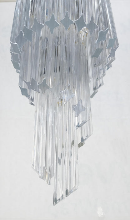 EstablishedLines Venini Spiral Tier Swirling Chandelier with Murano Glass Triedri Prisms