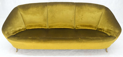 EstablishedLines Italian MId Century Modern Gold Velvet Upholstery Cloud Shape Sofa Cast Brass