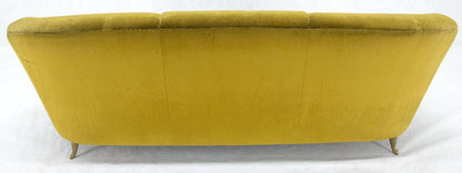 EstablishedLines Italian MId Century Modern Gold Velvet Upholstery Cloud Shape Sofa Cast Brass