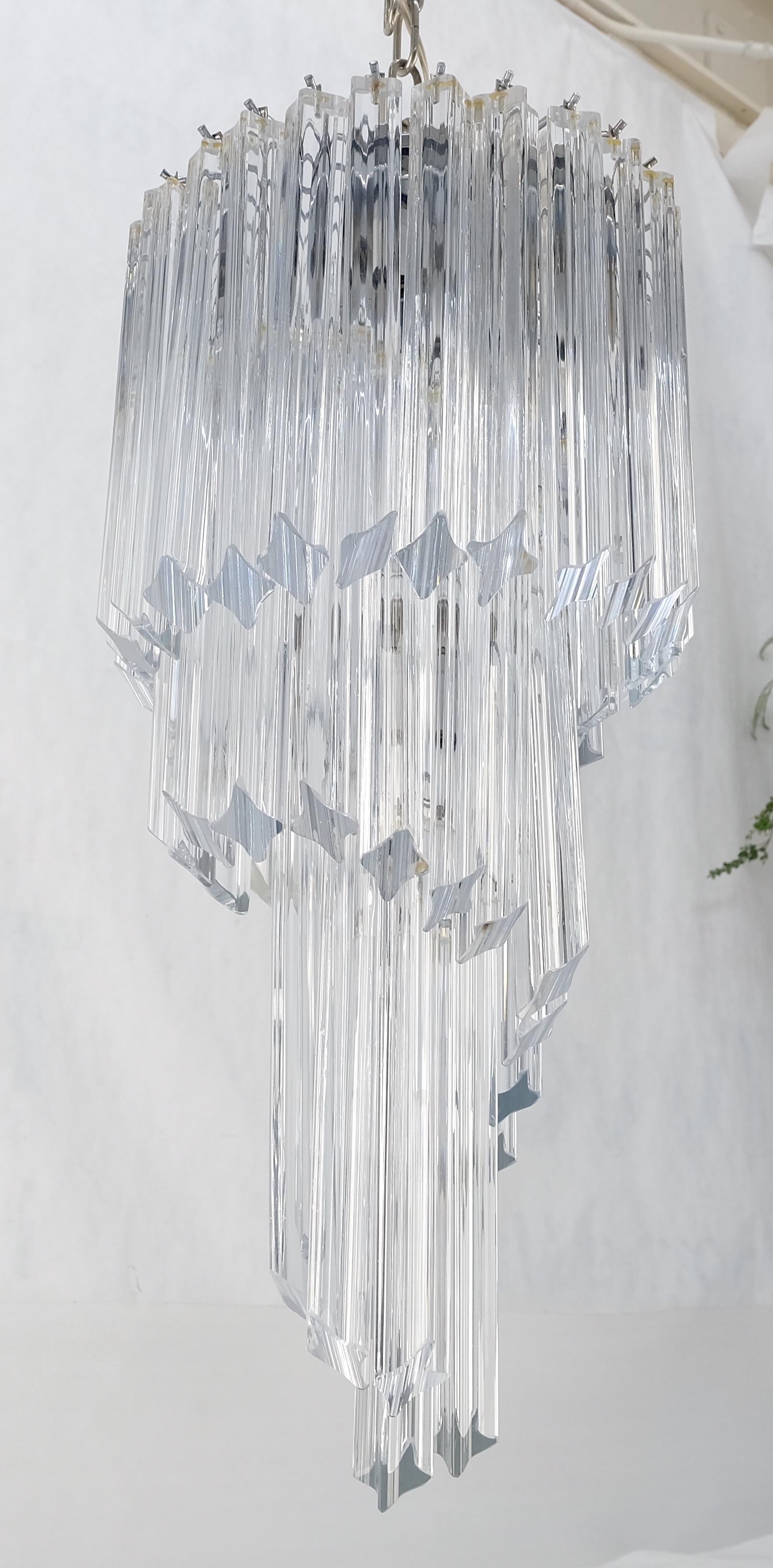 EstablishedLines Venini Spiral Tier Swirling Chandelier with Murano Glass Triedri Prisms