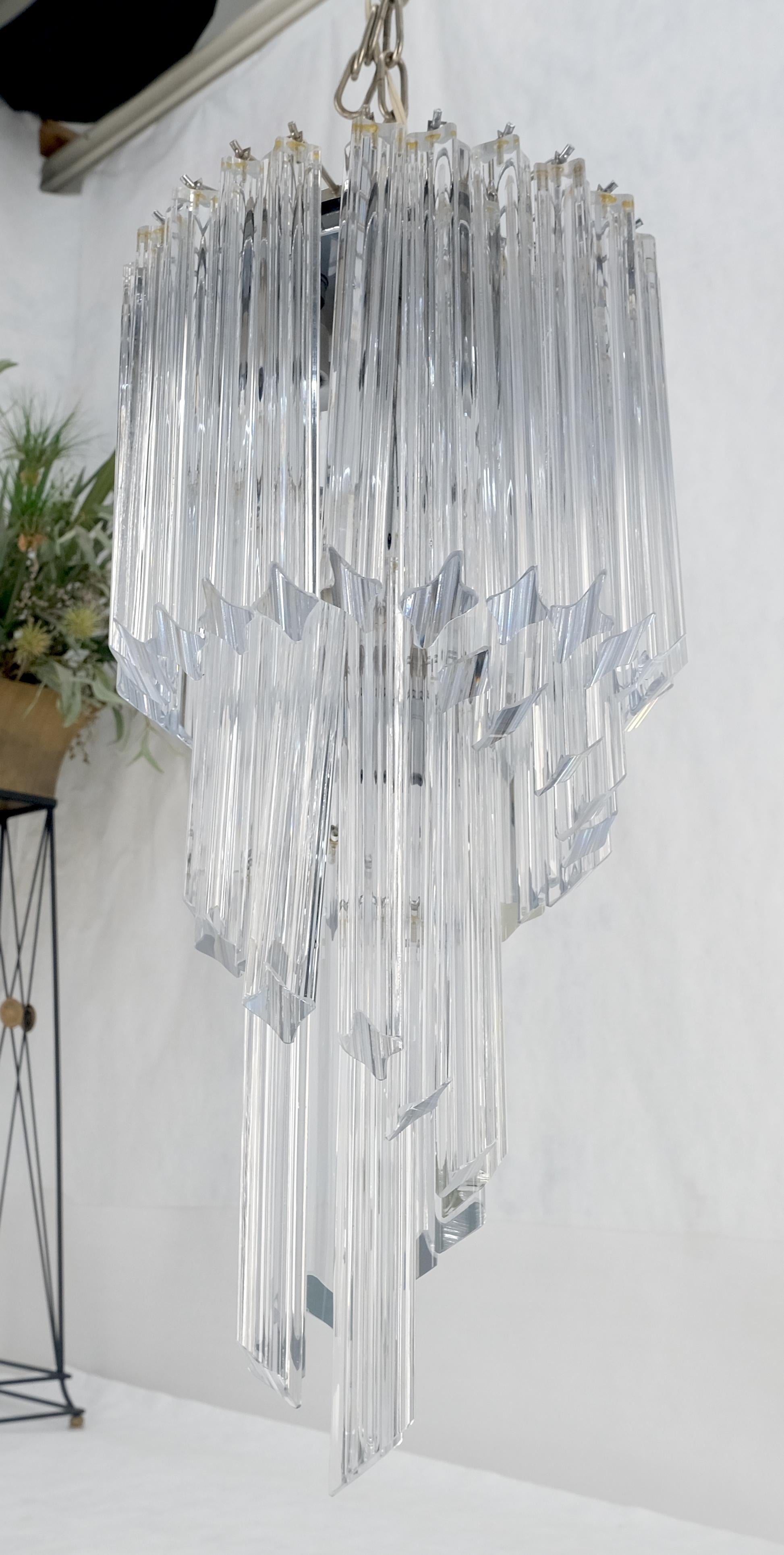 EstablishedLines Venini Spiral Tier Swirling Chandelier with Murano Glass Triedri Prisms