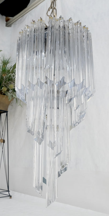 EstablishedLines Venini Spiral Tier Swirling Chandelier with Murano Glass Triedri Prisms